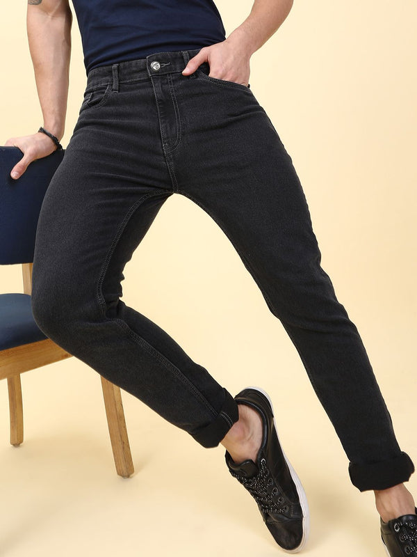 The Indian Garage Co Men Black Slim Fit Mid-Rise Clean Look Jeans