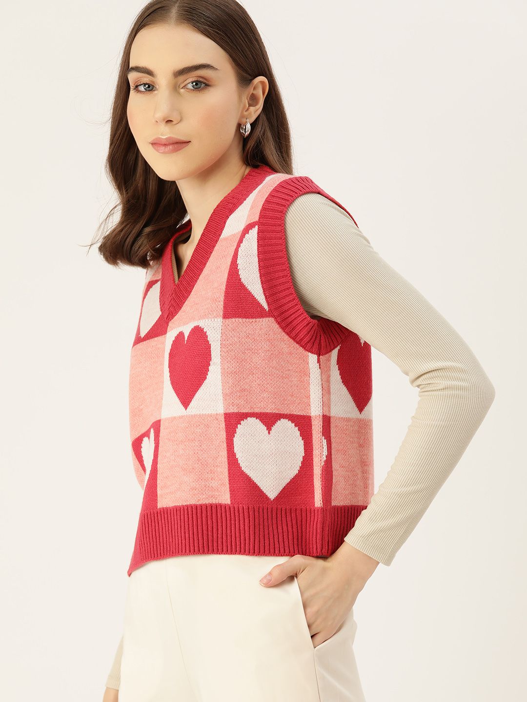 DressBerry Printed Sweater Vest
