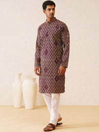 SOJANYA Mandarin Collar Ethnic Printed Pure Cotton Straight Kurta with Churidar