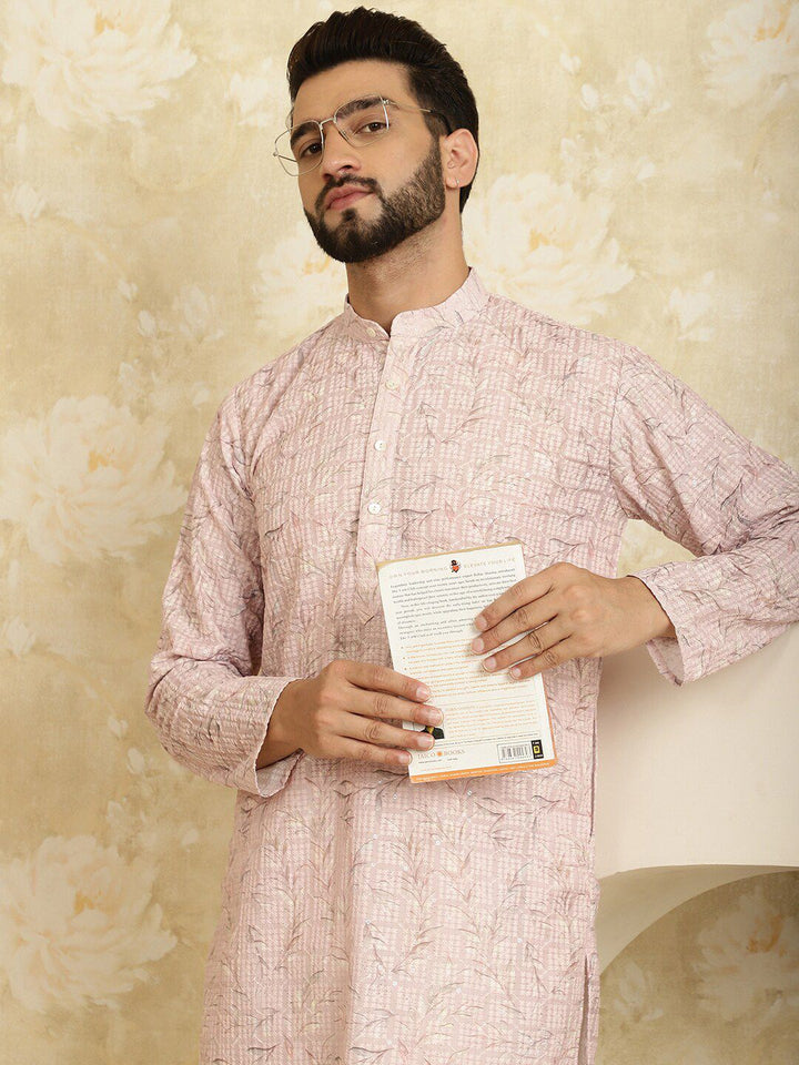 SOJANYA Floral Printed Thread Work Pure Cotton Kurta with Churidar