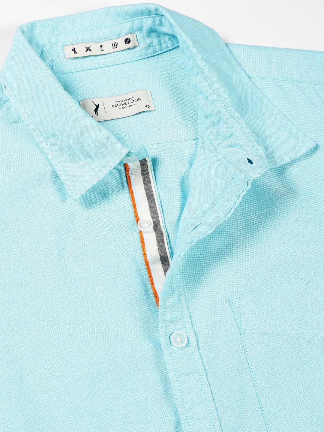 Thomas Scott Men Classic Slim Fit Short Sleeves Pure Cotton Casual Shirt