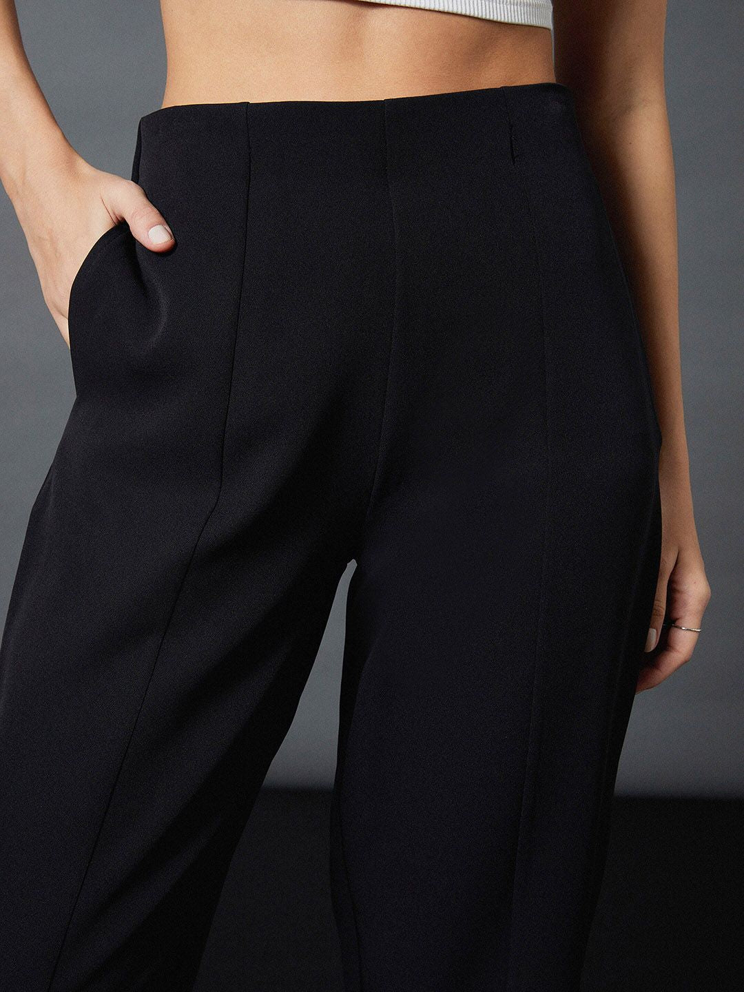 SASSAFRAS worklyf Mom Fit High Rise Plain Regular Trousers