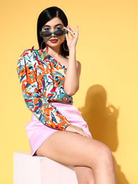 Berrylush White Floral Asymmetry Top
