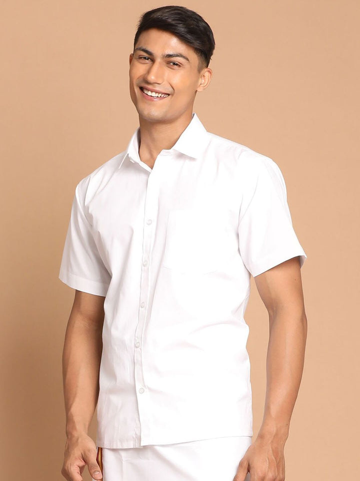 VASTRAMAY Men White Premium Casual Shirt