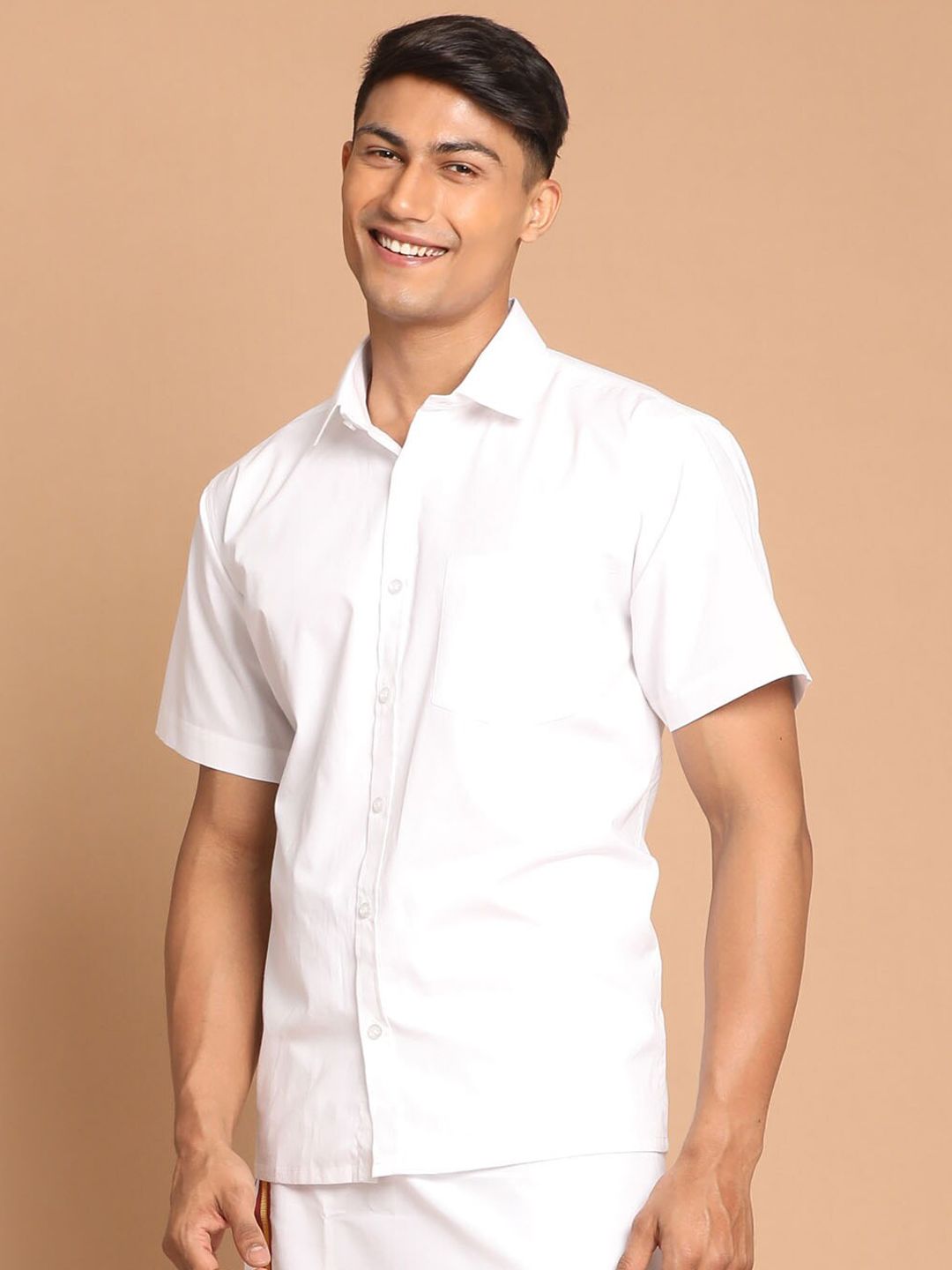 VASTRAMAY Men White Premium Casual Shirt
