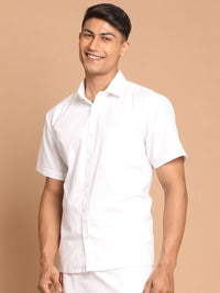 VASTRAMAY Men White Premium Casual Shirt
