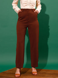 STREET 9 Women Mid-Rise Flat-Front Plain Loose Fit Trousers