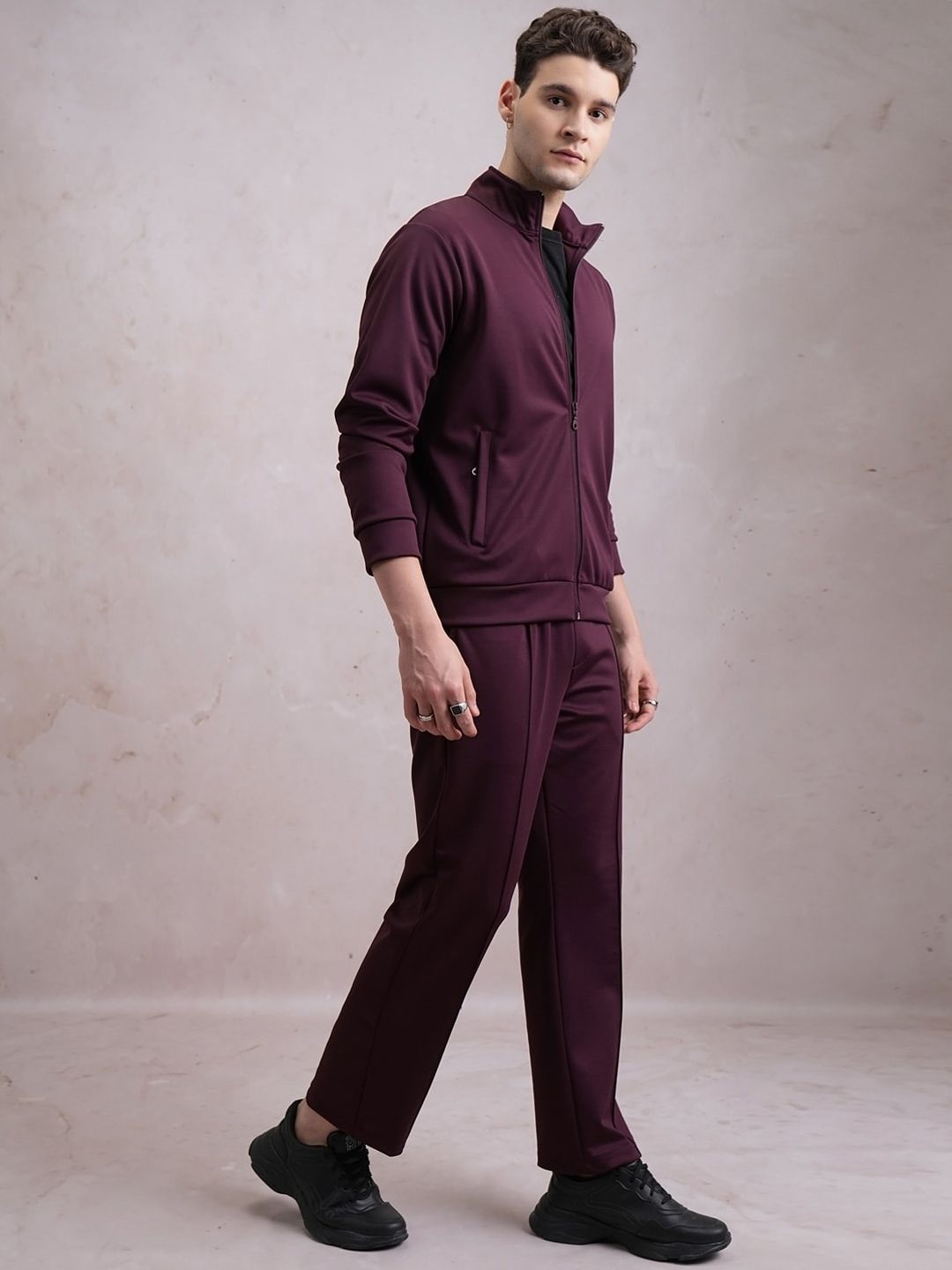 HIGHLANDER Burgundy Mock Collar Sweatshirt & Track Pants