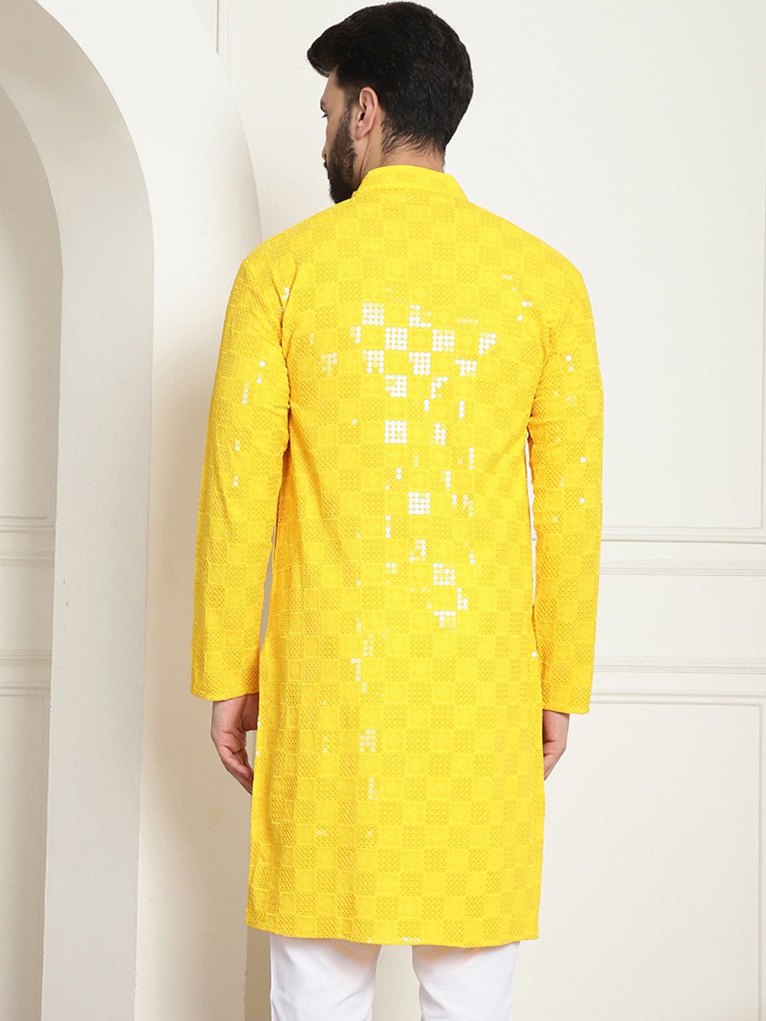 SOJANYA Kurta Kapas Tulen Sulam Geometrik Labuci