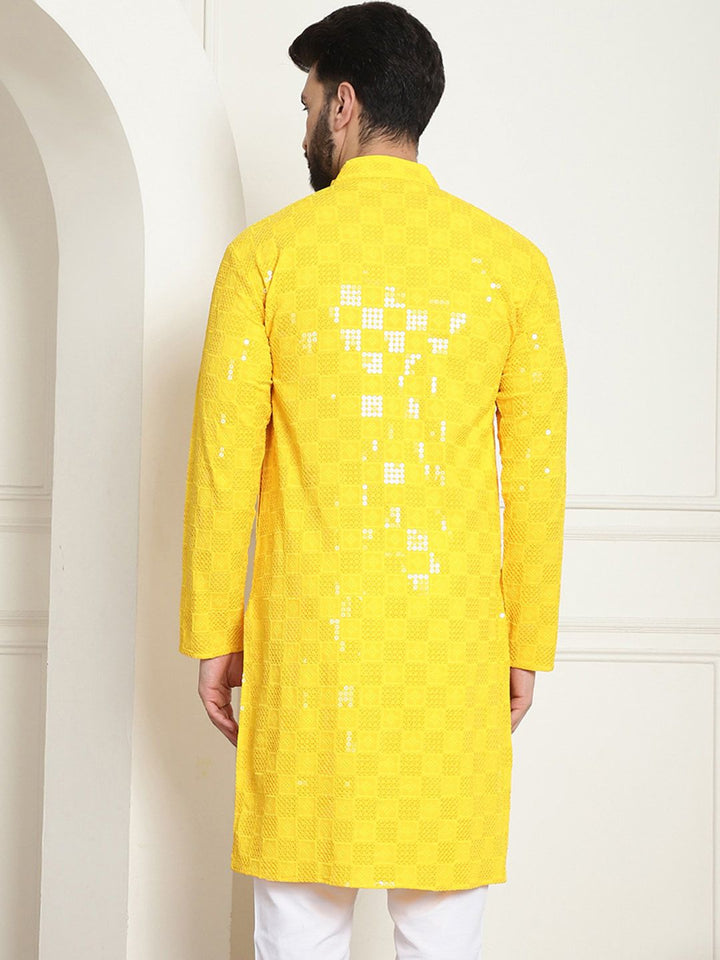 SOJANYA Geometric Embroidered Sequinned Pure Cotton Kurta