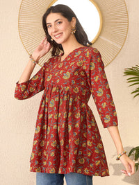 KALINI Women Floral Print Peplum V-Neck Regular Top