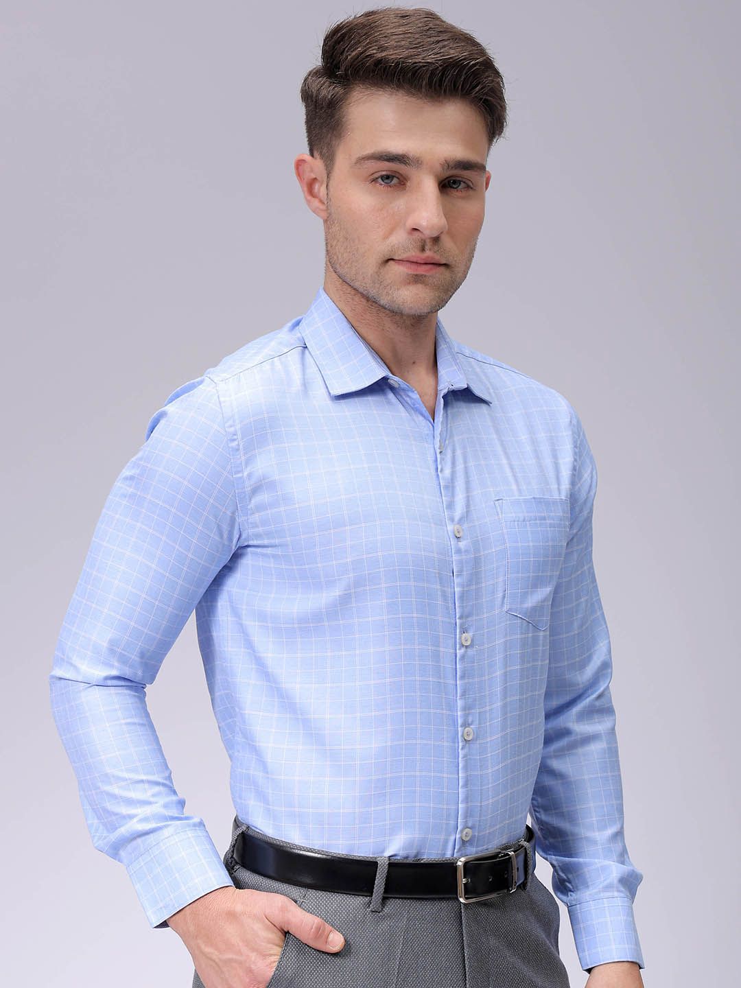 The Indian Garage Co. X Luxe Men Spread Collar Checked Cotton Slim Fit Formal Shirt