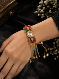 PANASH Women Brass Enamelled Gold-Plated Multistrand Bracelet