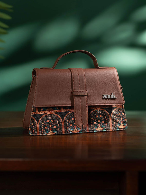 ZOUK Women Printed Structured Satchel with Tasselled