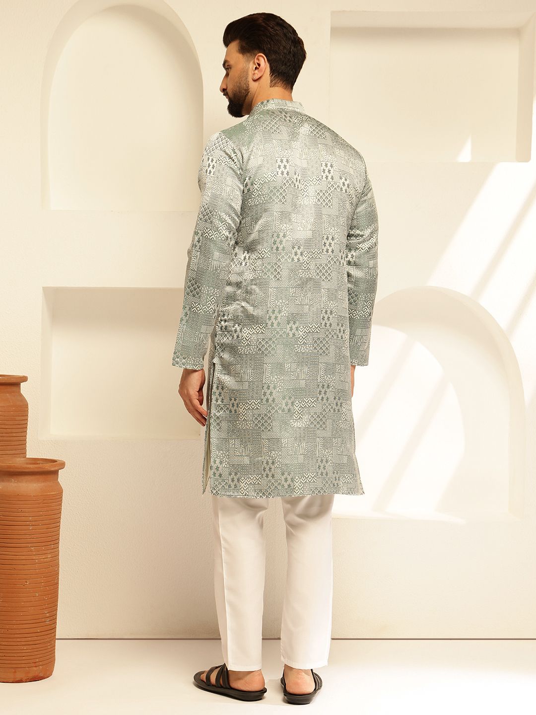 SOJANYA Rekaan Tenunan Kolar Mandarin Striaght Kurta