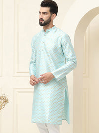 SOJANYA Ethnic Motifs Woven Design Band Collar Straight Kurta