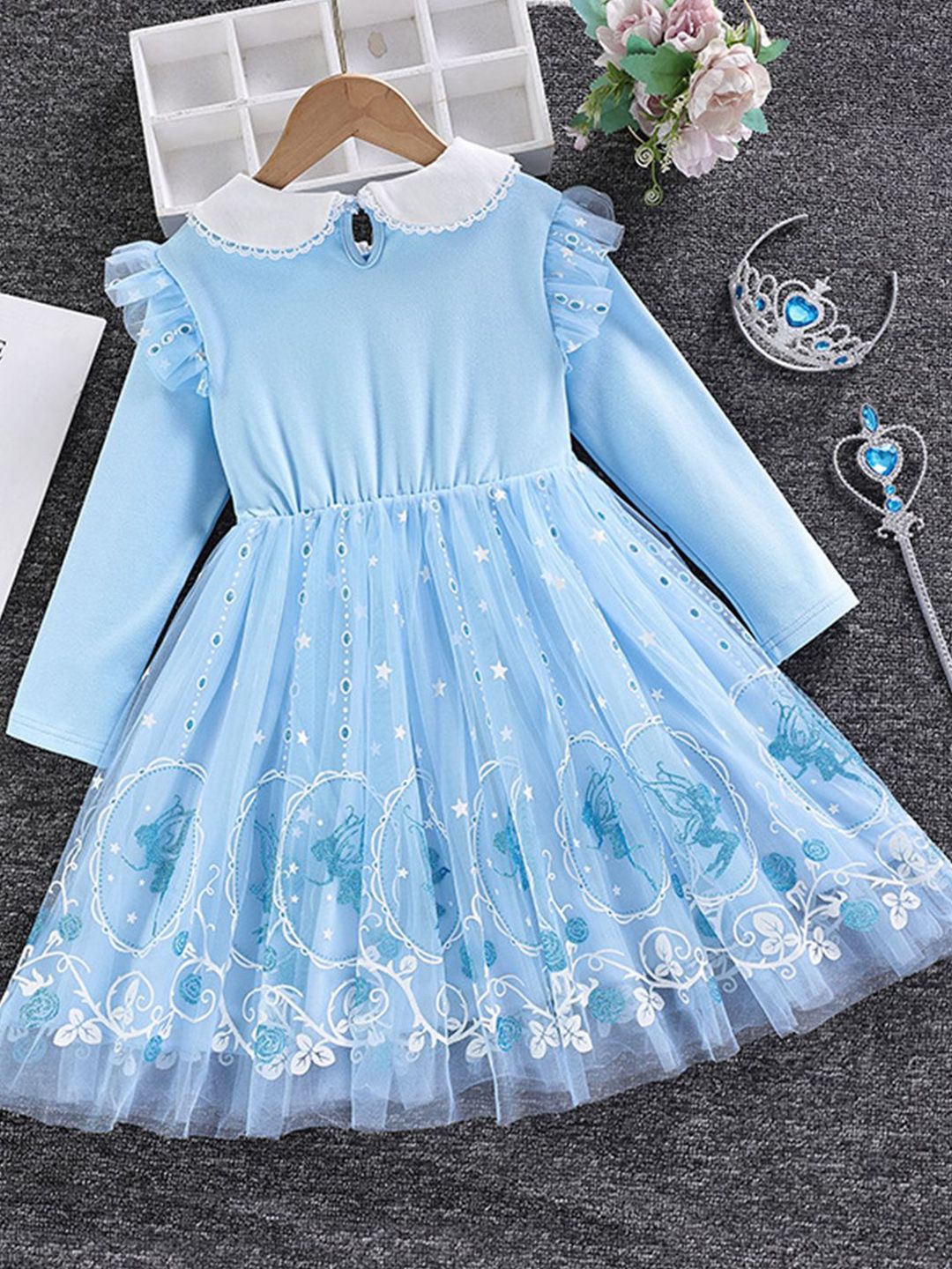 YK Kids Embellished Fit & Flare Barbie Dress