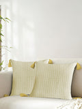 URBAN SPACE Beige 2 Pieces Checked Square Cushion Covers