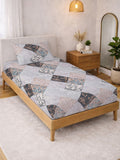 KLOTTHE Grey Geometric Printed 300 TC Single Bedsheets