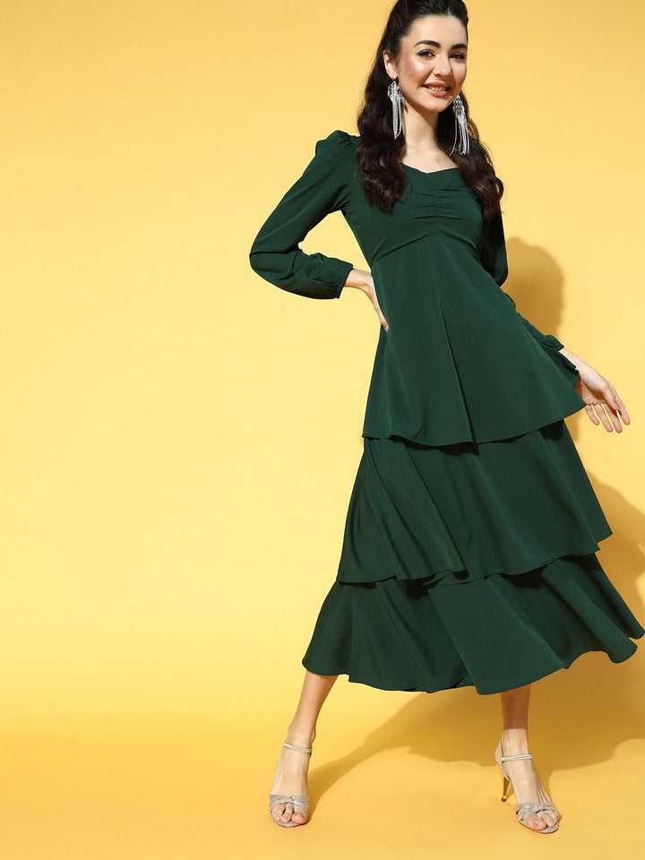 Berrylush Puff Sleeve Layered A-Line Maxi Dress