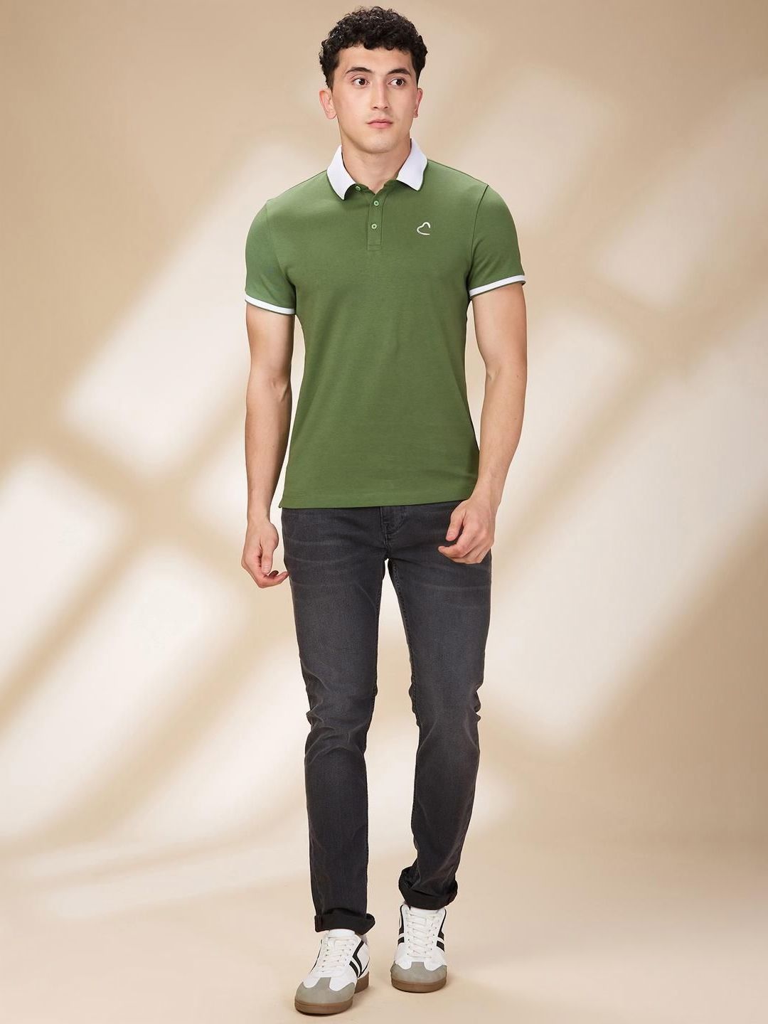 Being Human Men Solid Polo Collar Cotton Slim Fit T-shirt