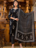 KALINI Ethnic Motifs Printed Sequinned Straight Kurta With Trousers & Dupatta