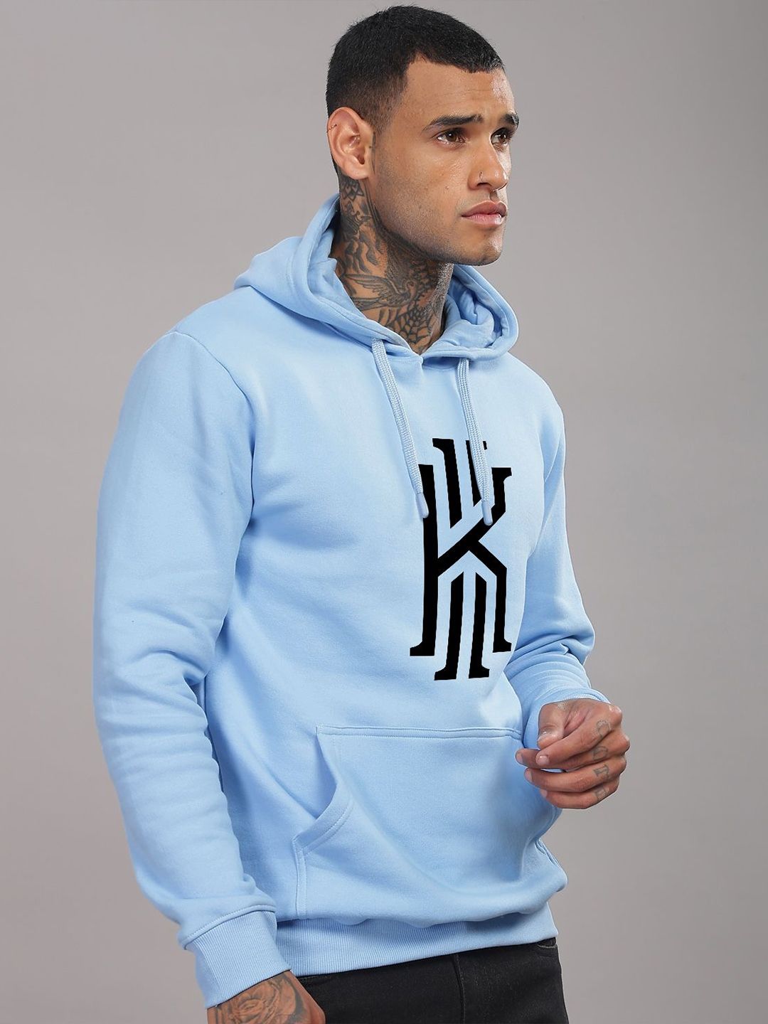 ADRO Men Graphic Printed Hood Cotton Pullover Sweatshirt