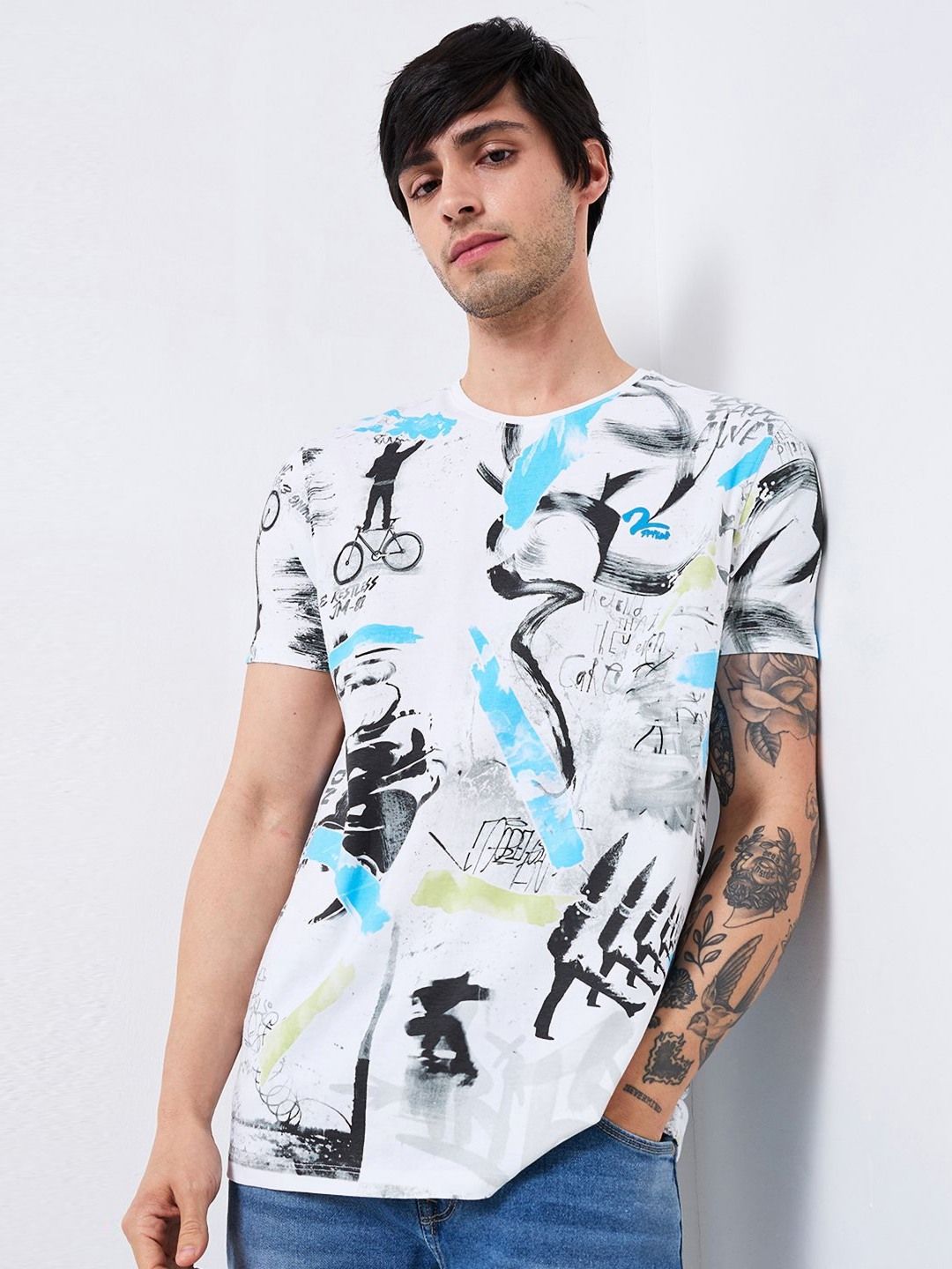 SPYKAR Men Printed Pockets Slim Fit T-shirt