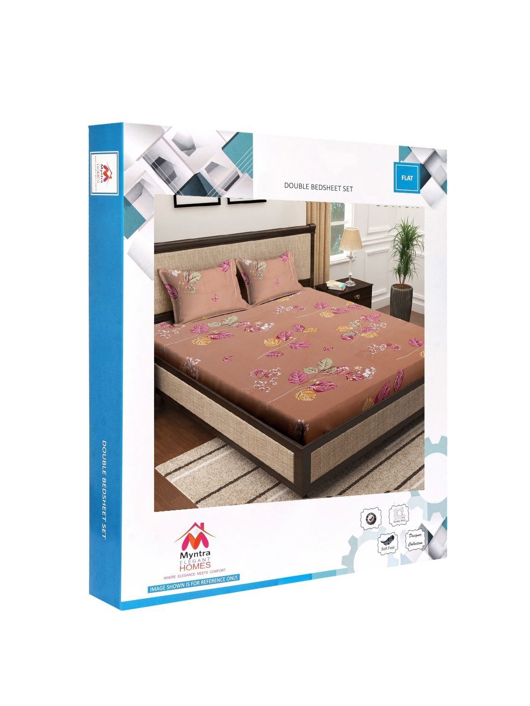 Myntra Elegant Homes Peach Floral Pure Cotton 400 TC King Superfine Bedsheet with 2 Pillow Covers-98 x 89 inches