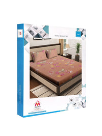 Myntra Elegant Homes Peach Floral Pure Cotton 400 TC King Superfine Bedsheet with 2 Pillow Covers-98 x 89 inches