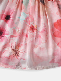 Nauti Nati Girls' Satin Floral Printed Party Frock With Waistband