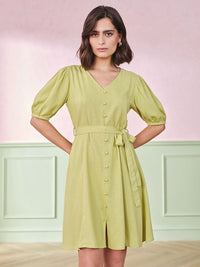AND Women Puff Sleeve A-Line Dress
