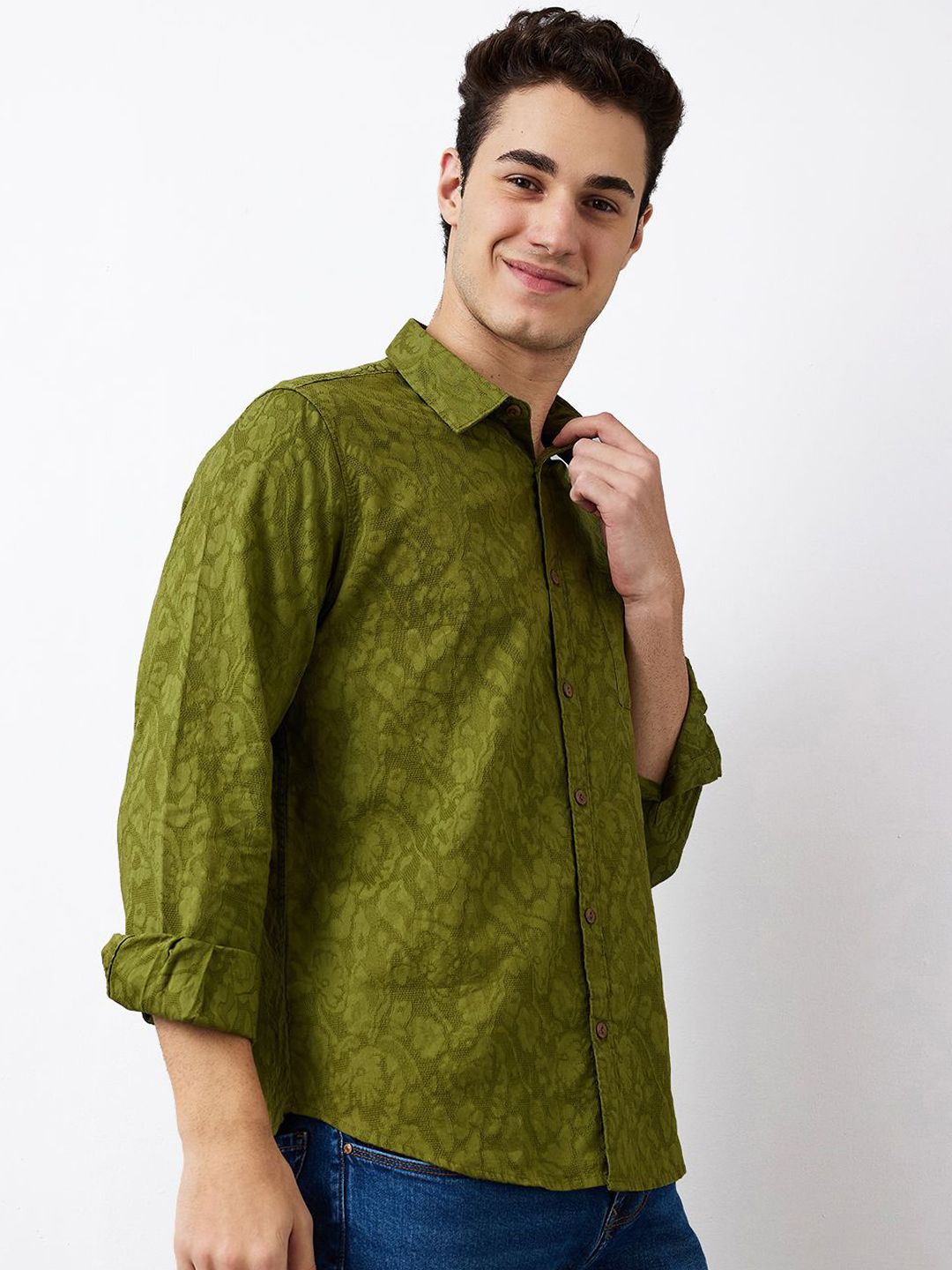 SPYKAR Men Spread Collar Floral Printed Cotton Casual Shirt