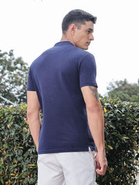Thomas Scott Men Solid Mandarin Collar Knitted T-Shirt
