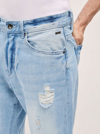 THE BEAR HOUSE Men Light Blue Distressed Relaxed Fit Jeans