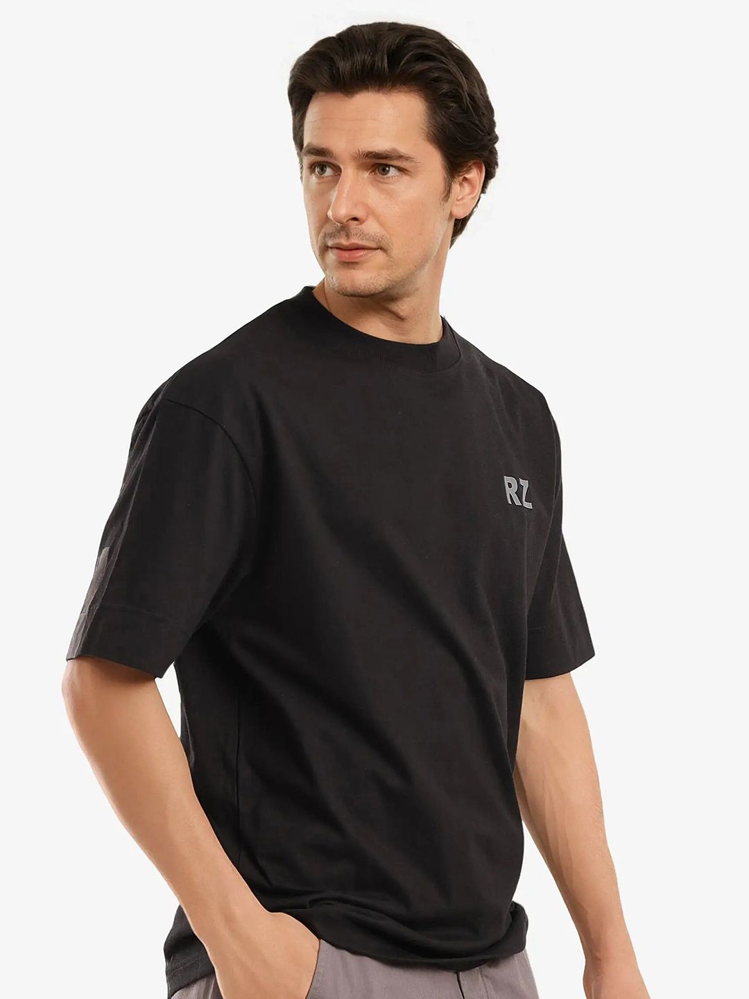RARE RABBIT Men Typography Printed Round Neck Cotton Oversized T-shirt