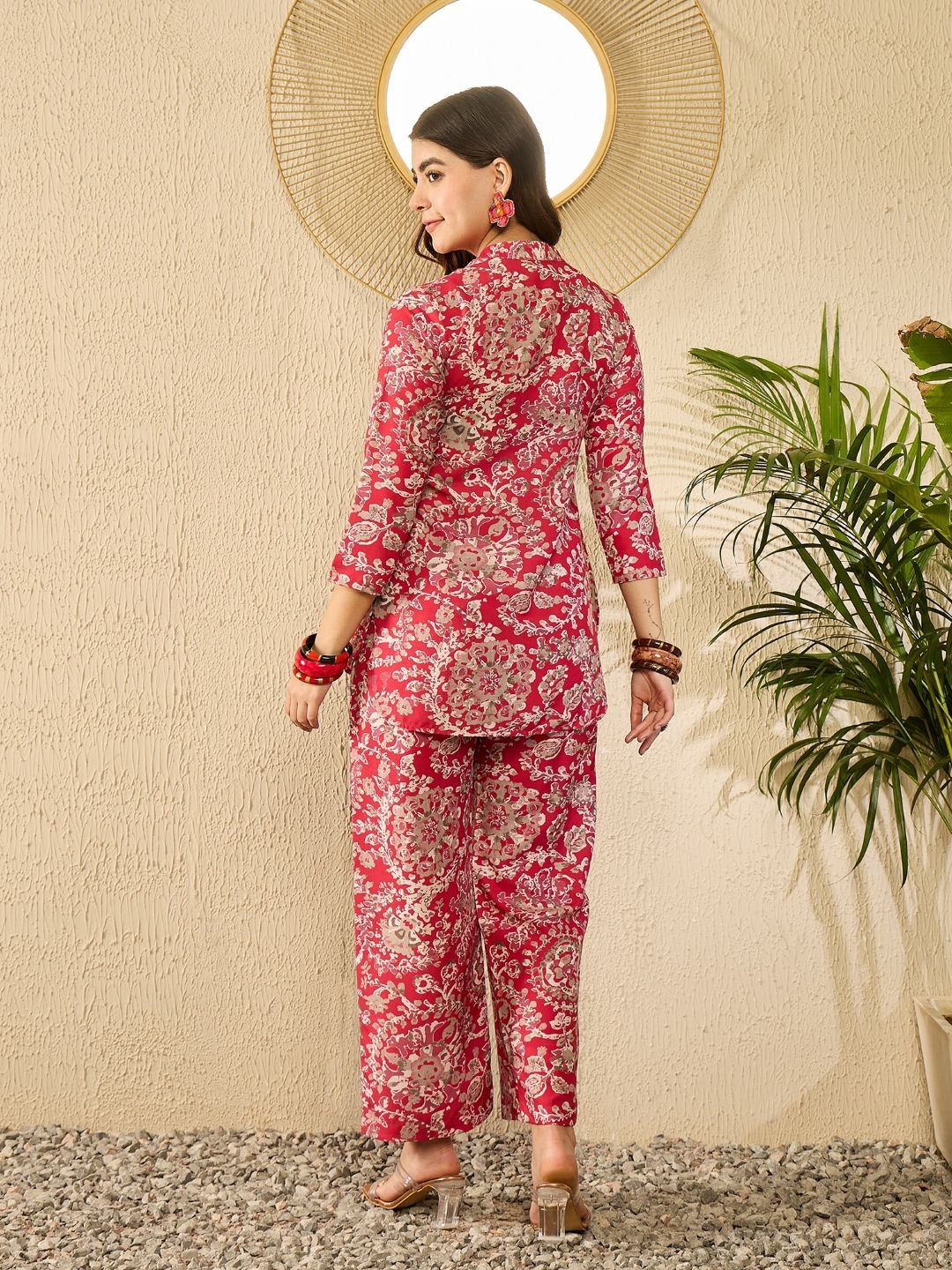 KALINI Floral Printed V Neck Top & Trousers