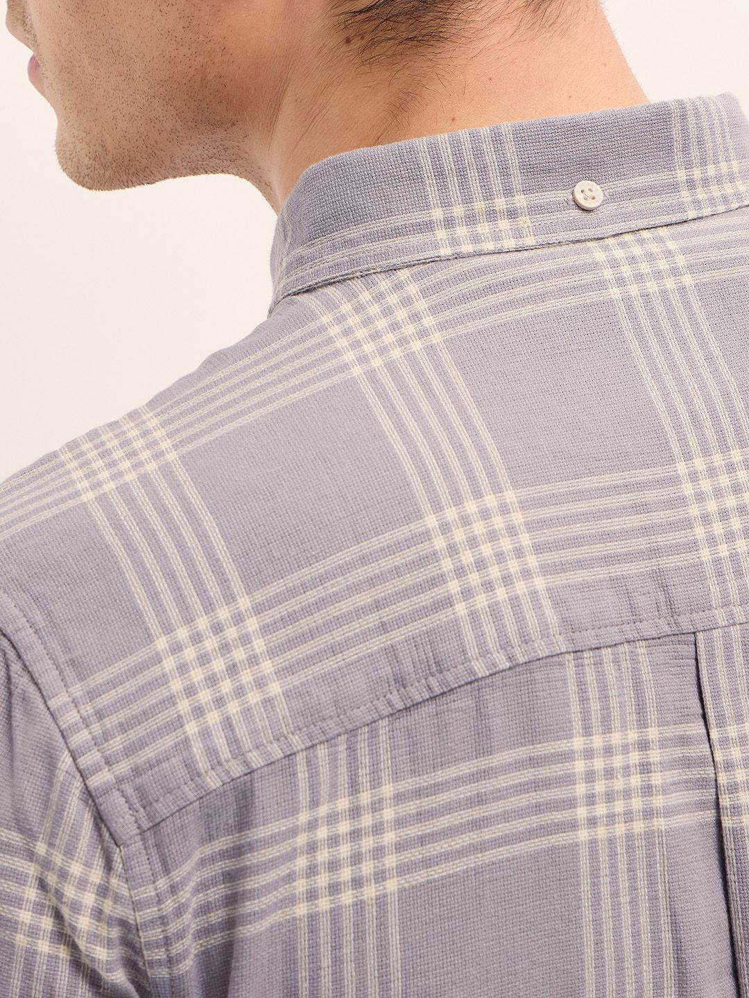 THE BEAR HOUSE Men Slim Fit Button-Down Collar Checked Cotton Casual Shirt