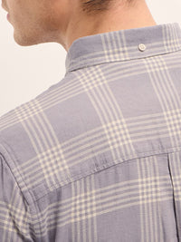 THE BEAR HOUSE Men Slim Fit Button-Down Collar Checked Cotton Casual Shirt
