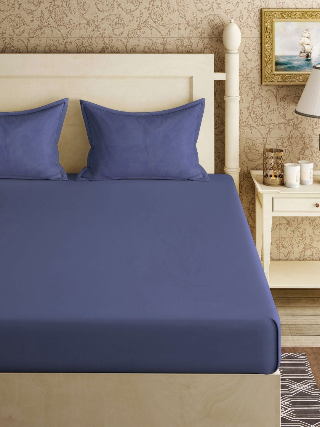 Myntra Elegant Homes Blue 300 TC Set Cadar Katil King 2.5 m x 2.25 m