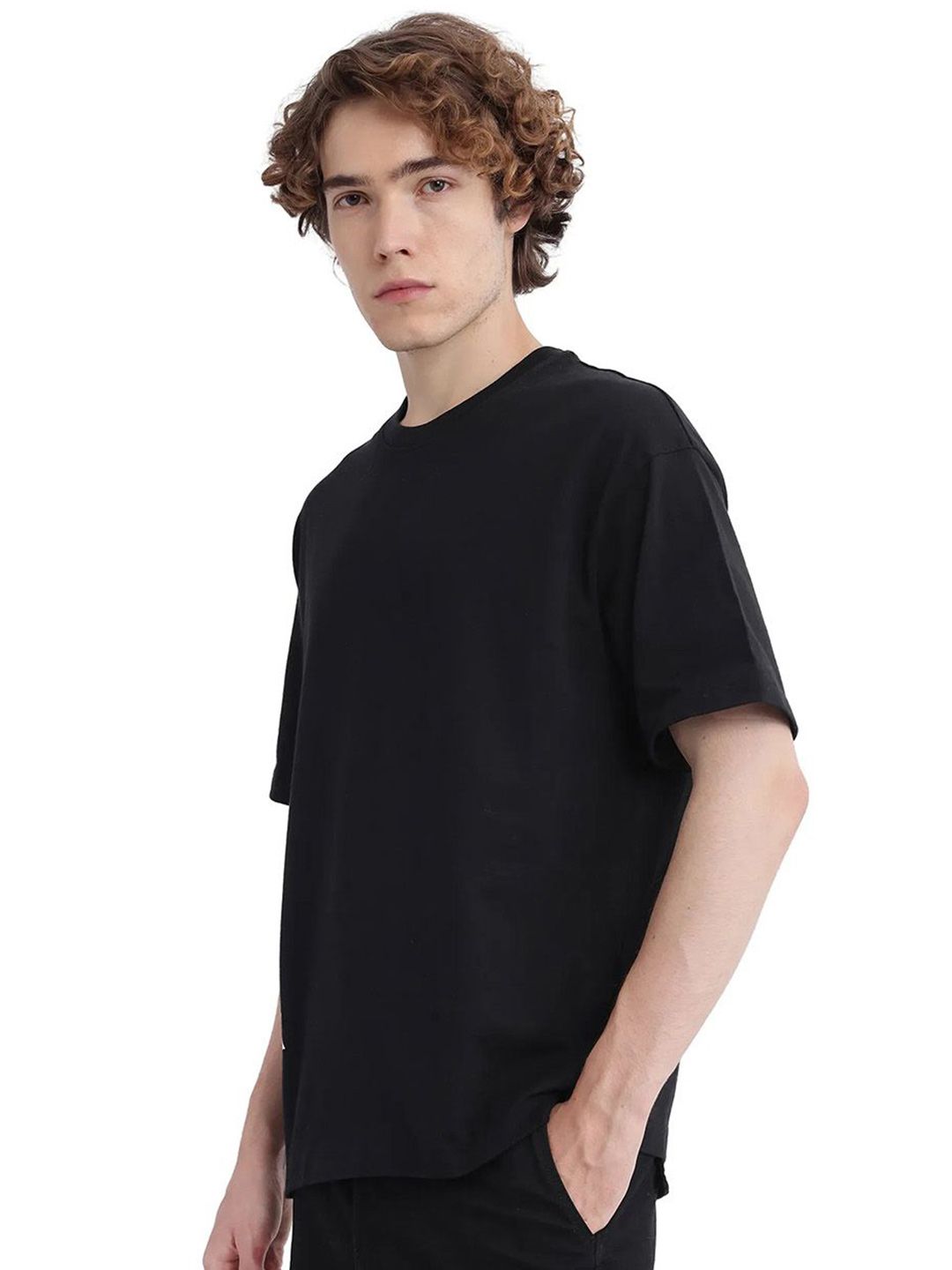 RARE RABBIT Men Graphic Printed Round Neck Cotton Oversized T-shirt