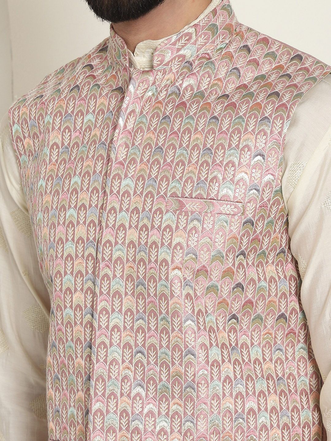 SOJANYA LUXE Jaket Nehru Kolar Mandarin Sulam Lelaki