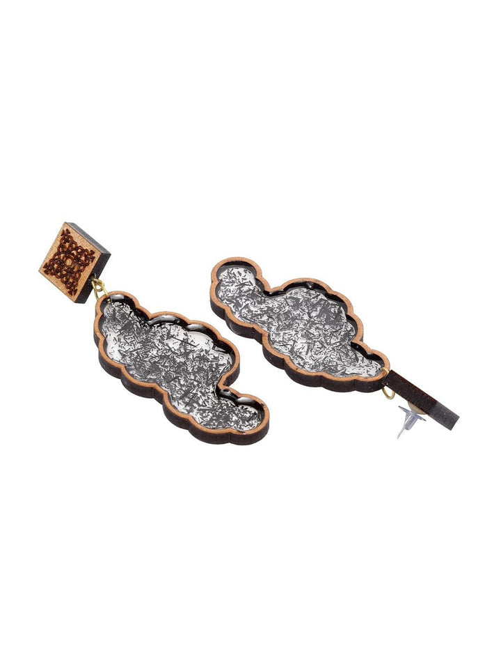Anouk Gold-Plated Contemporary Wooden Drop Earrings