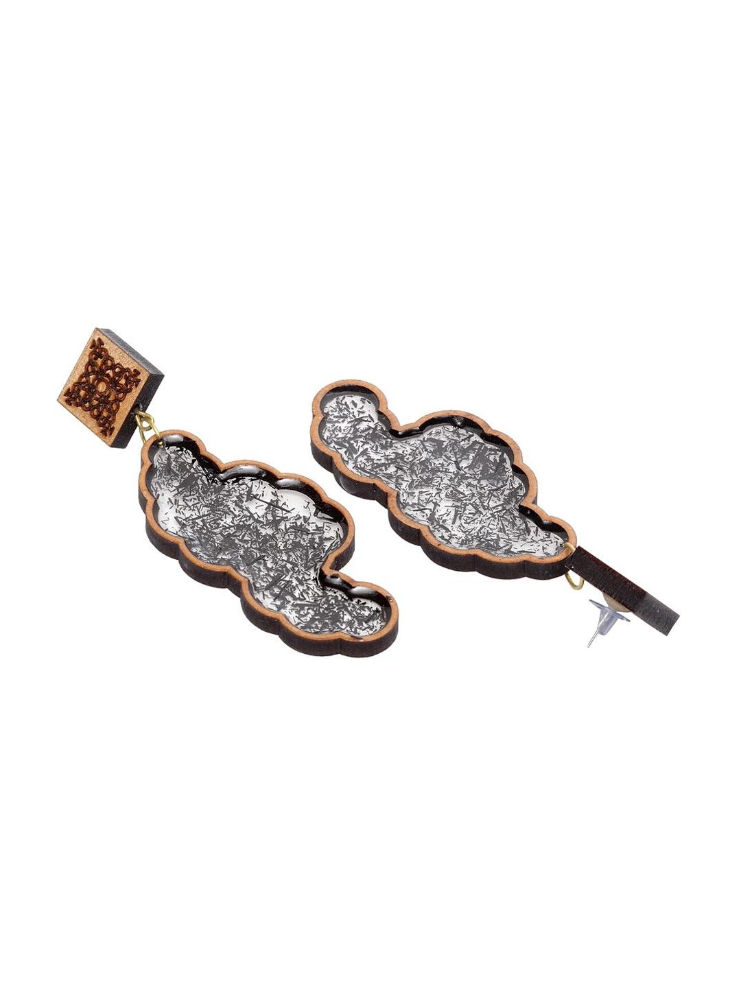 Anouk Gold-Plated Contemporary Wooden Drop Earrings