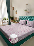 Myntra Elegant Homes Pink & White Floral 400 TC King Bedsheet with 2 Pillow Covers