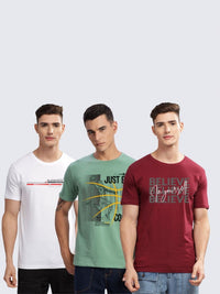 ADRO Pack of 3 Men Graphic Printed T-shirt