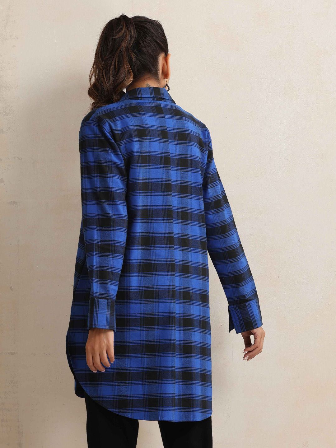trueBrowns Checked Pleated Winter Top