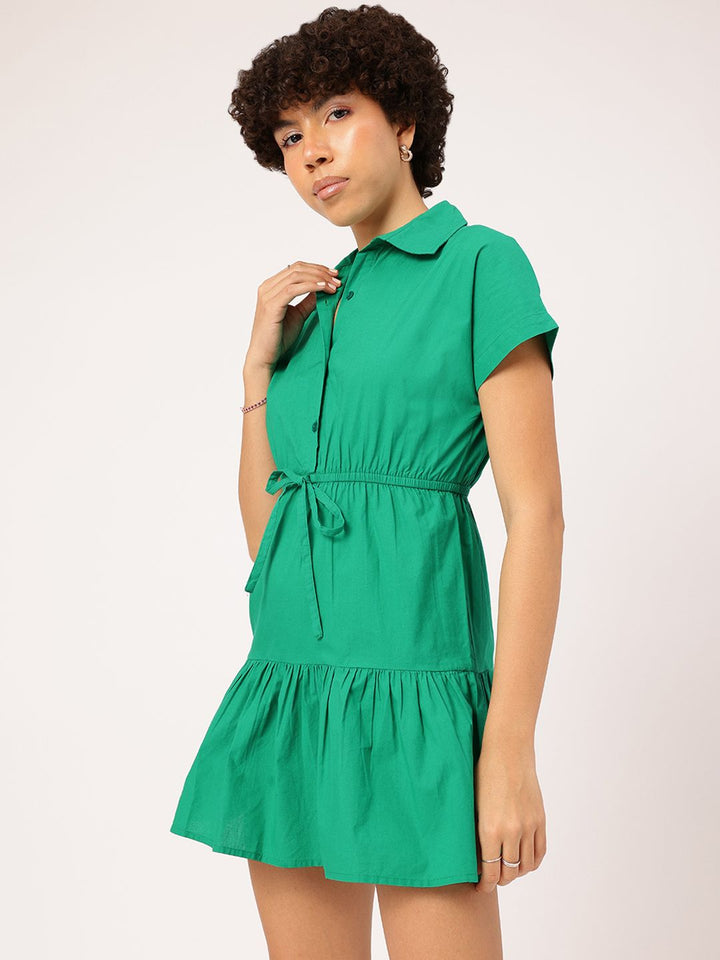 DressBerry Dreamy Drape Tie-Up Waist A-Line Mini Dress