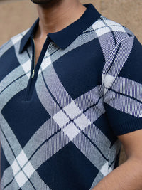 Powerlook Men Checked Polo Collar T-shirt