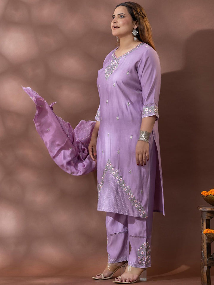 Kurta Sulam Bunga Mamicha Dengan Palazzos & Dupatta